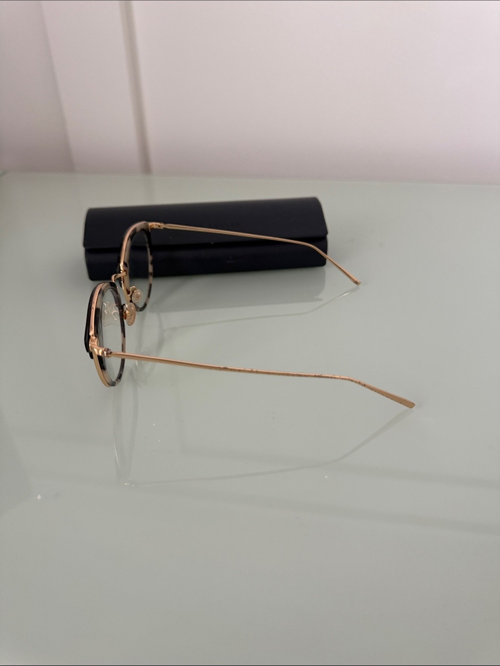 Warby Parker Round Black and Gold Eyeglasses with tortoise trim - Picture 2 of 5